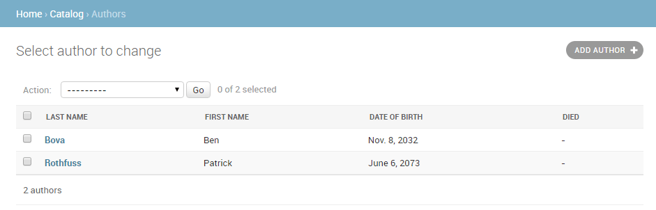 Admin-Seite - Verbessere Autorenliste