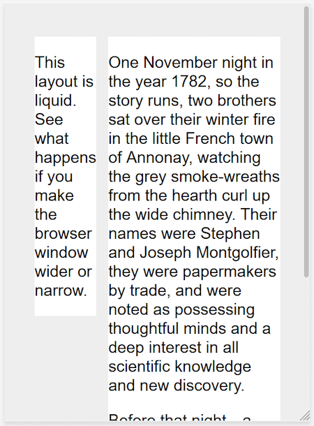 Bố cục với hai cột bị ép vào kích thước khung nhìn di động.