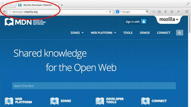 Ví dụ về tên miền của website trong thanh địa chỉ trình duyệt