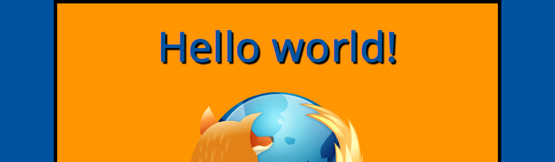 Tiêu đề "hello world" phía trên logo firefox