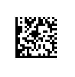 Ví dụ về mã vạch data matrix. Một hình vuông chứa các ô vuông đen trắng nhỏ hơn