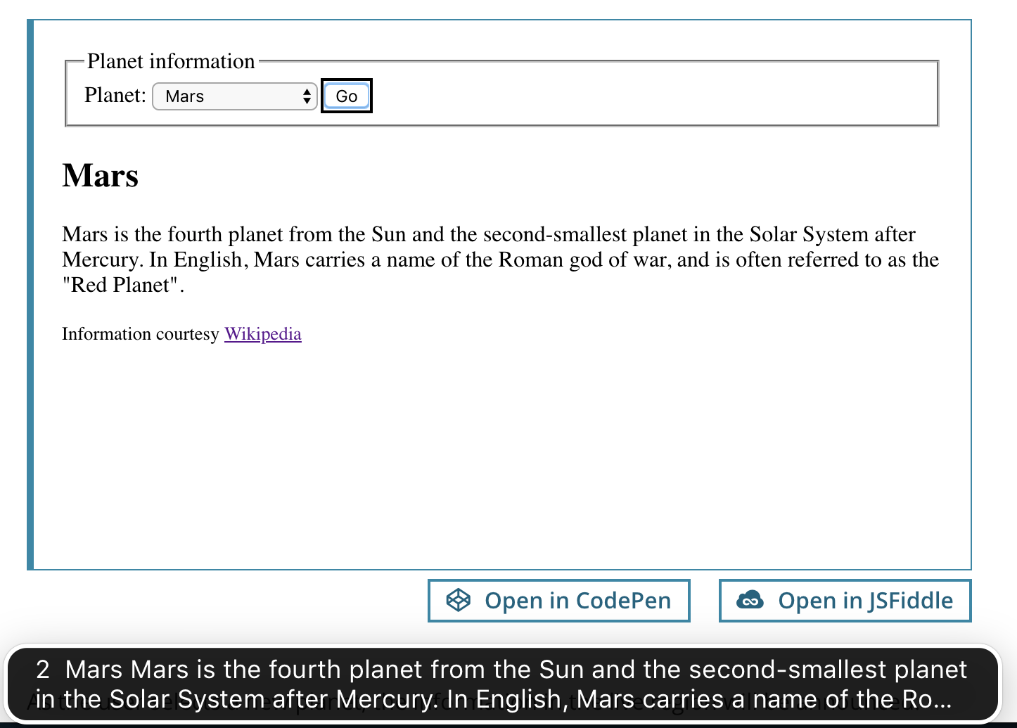 Ảnh chụp VoiceOver trên Mac thông báo cập nhật cho một vùng live. Phụ đề được hiển thị trong ảnh.